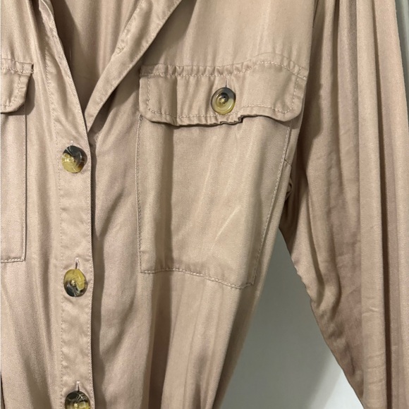 Time & Tru Beige Utility Shirt Dress - Picture 7 of 7